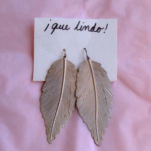 Gold Feather Earrings